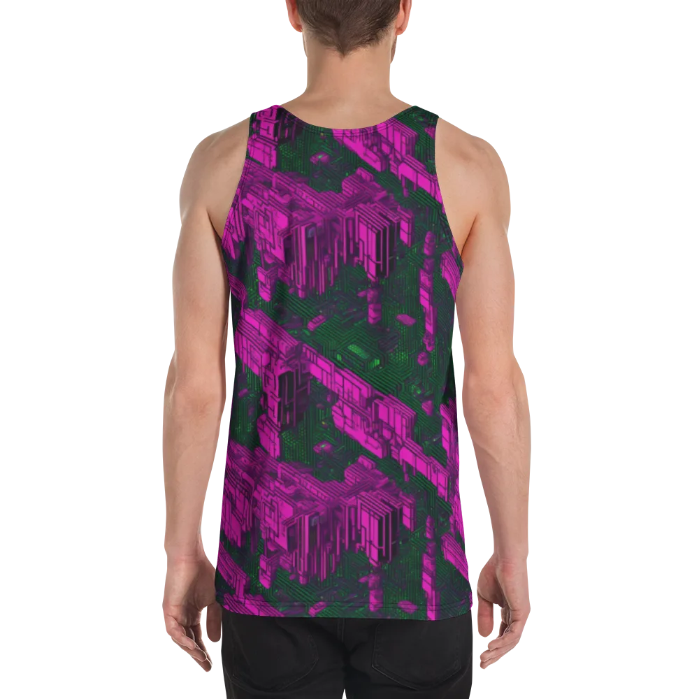 Magenta Gridfall on Men's Tank Top — Back