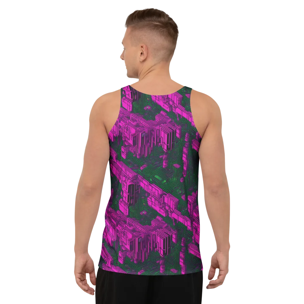 Magenta Gridfall on Men's Tank Top — Back