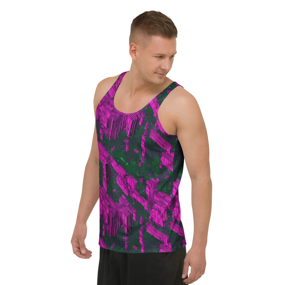 Magenta Gridfall on Men's Tank Top — Left Front