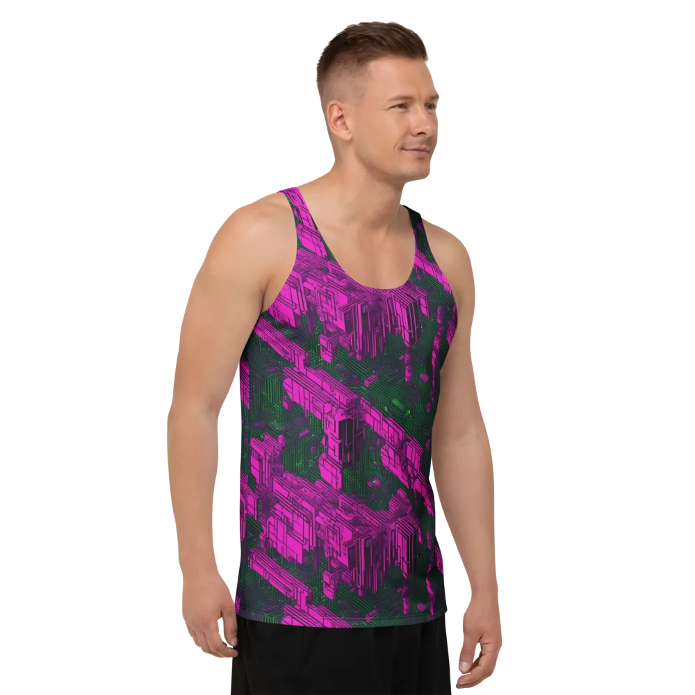 Magenta Gridfall on Men's Tank Top — Right Front