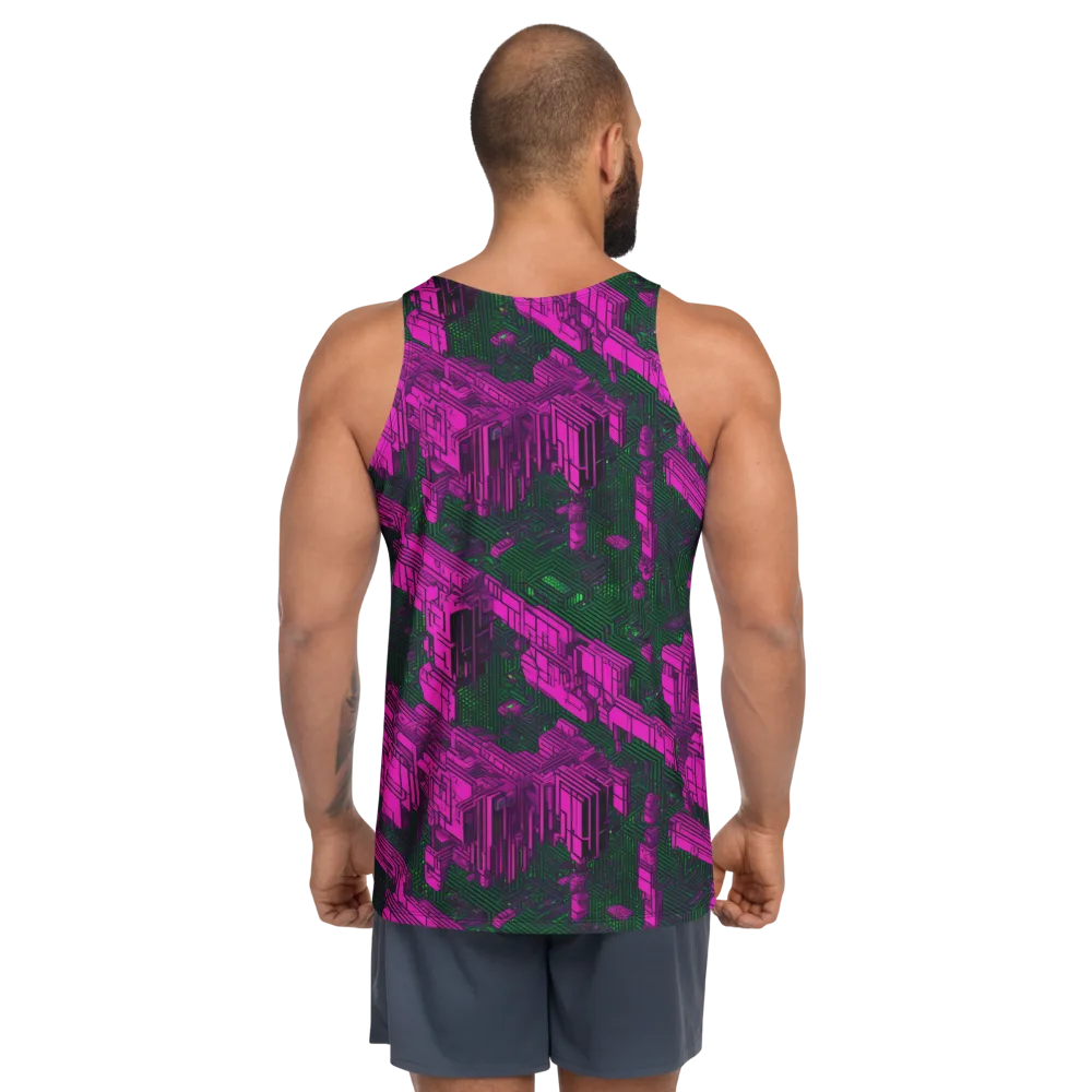 Magenta Gridfall on Men's Tank Top — Back