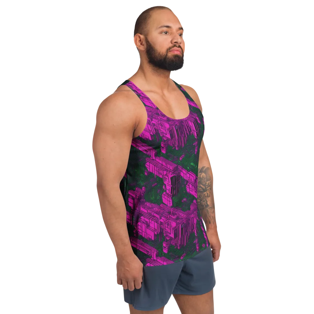 Magenta Gridfall on Men's Tank Top — Right Front
