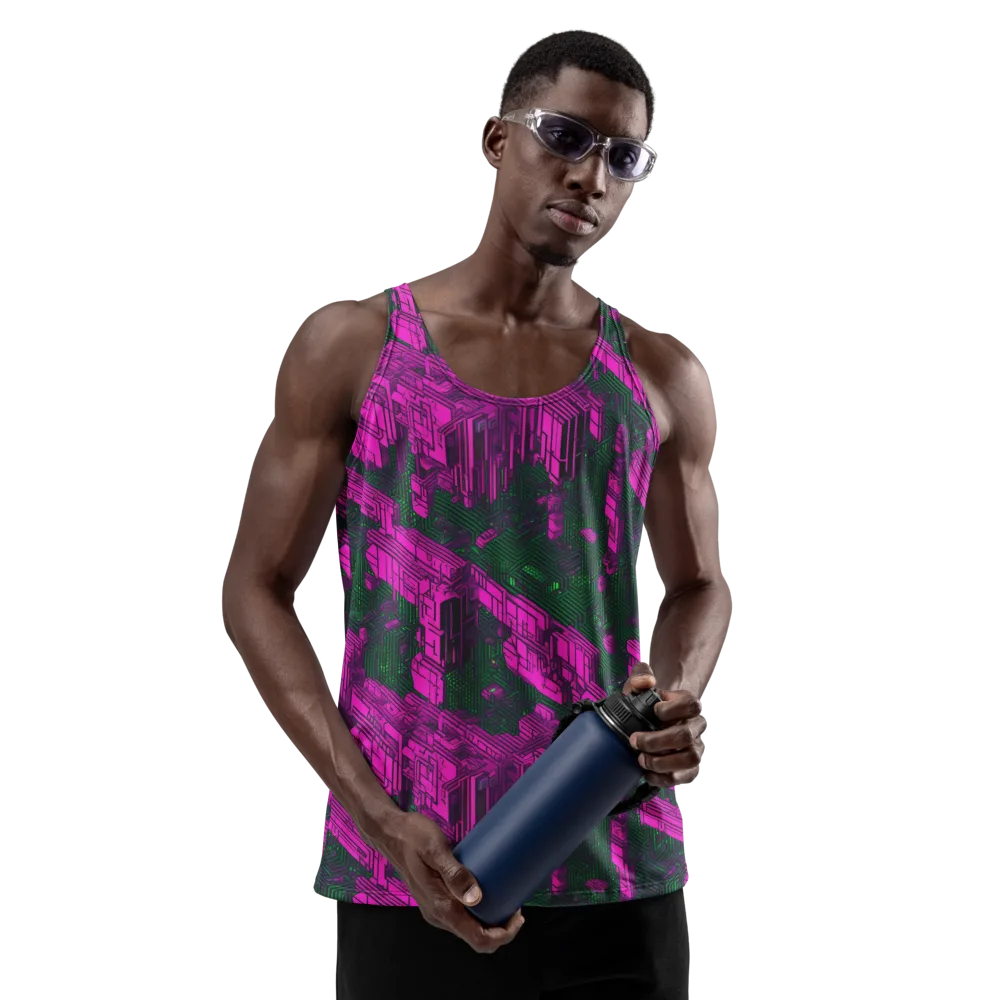 Magenta Gridfall on Men's Tank Top — Front