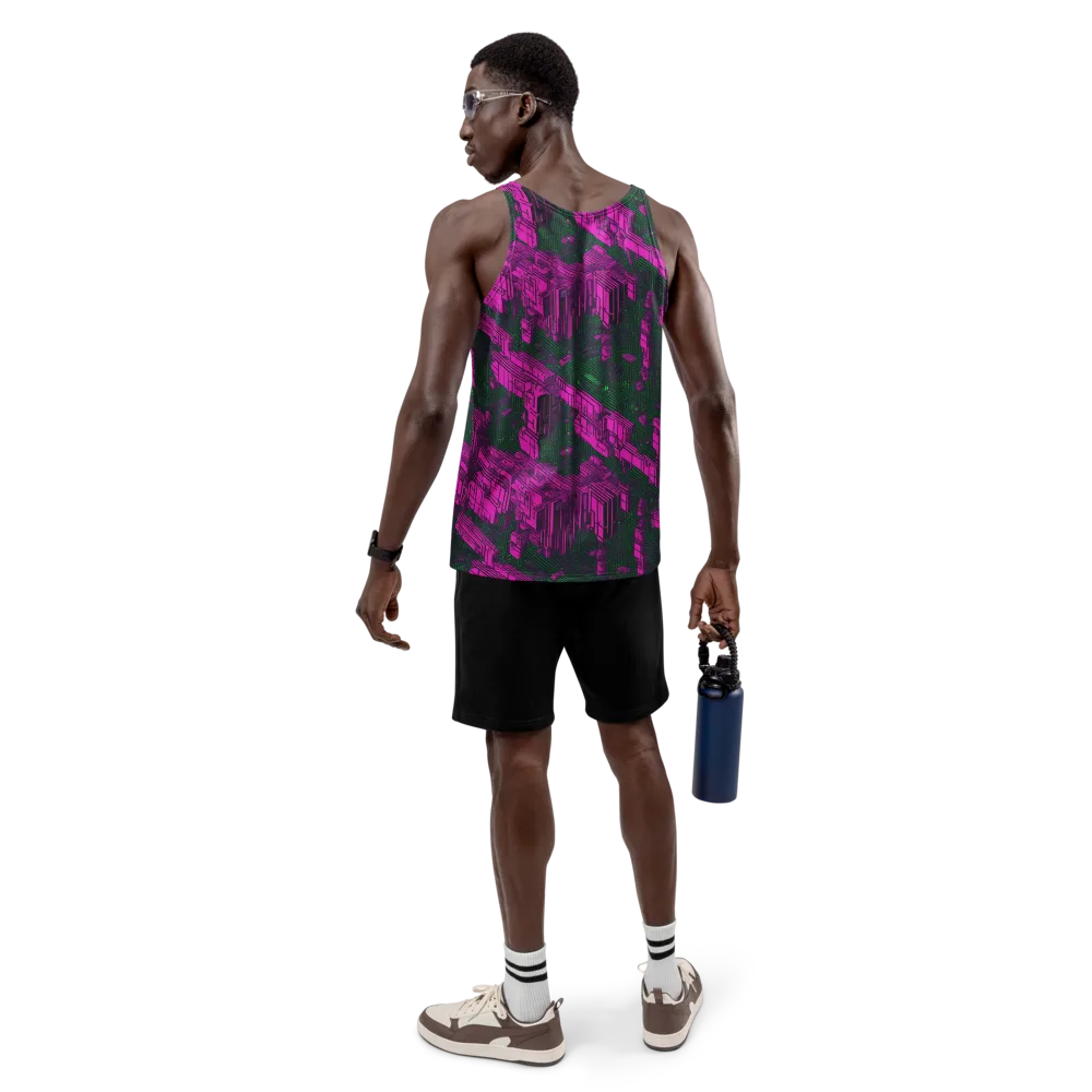 Magenta Gridfall on Men's Tank Top — Back