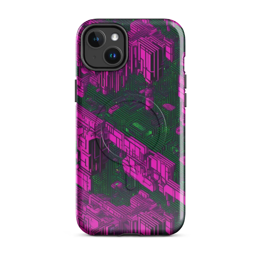 Magenta Gridfall on MagSafe Tough Case for iPhone® — Front