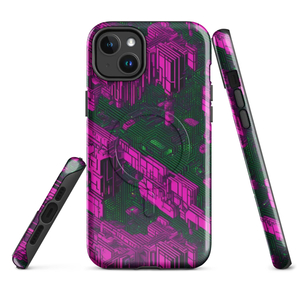 Magenta Gridfall on MagSafe Tough Case for iPhone® — Front