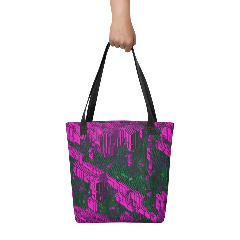 Magenta Gridfall on Tote Bag — Front