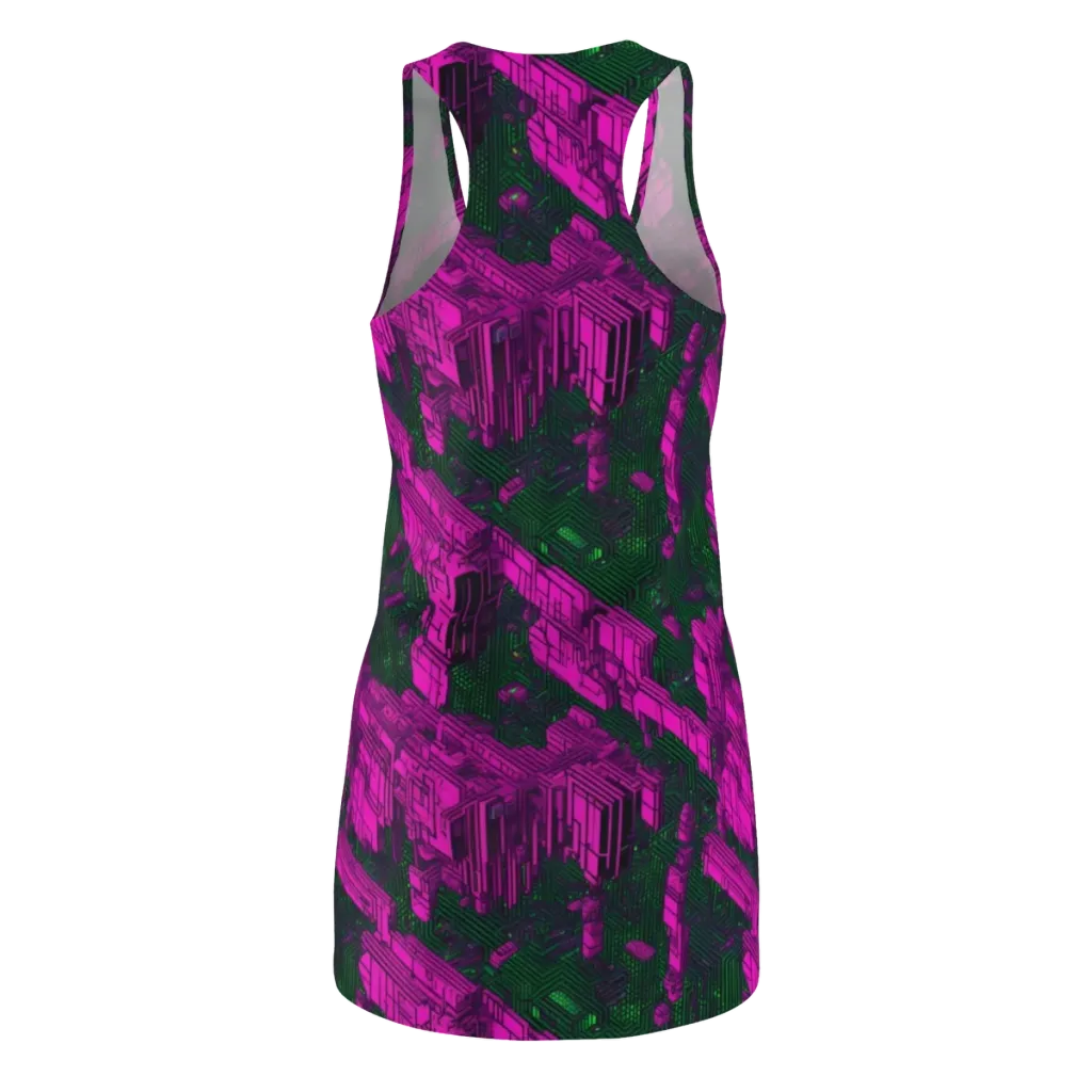 Magenta Gridfall on Racerback Dress — Back