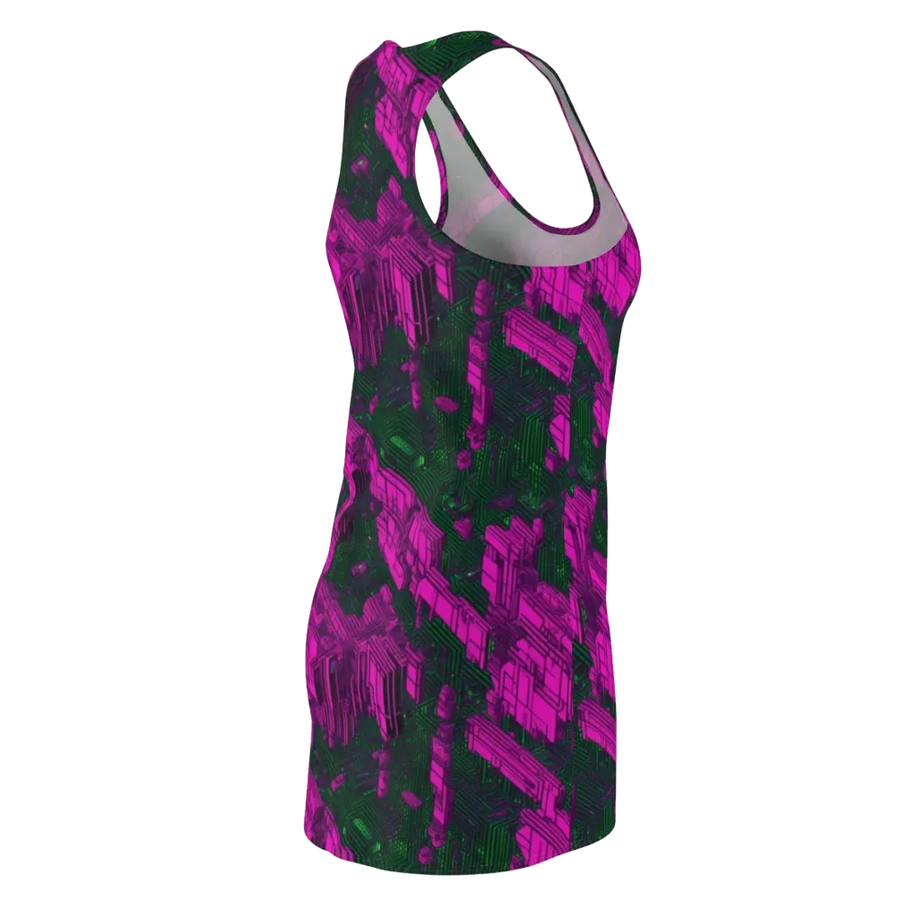 Magenta Gridfall on Racerback Dress — Back Side