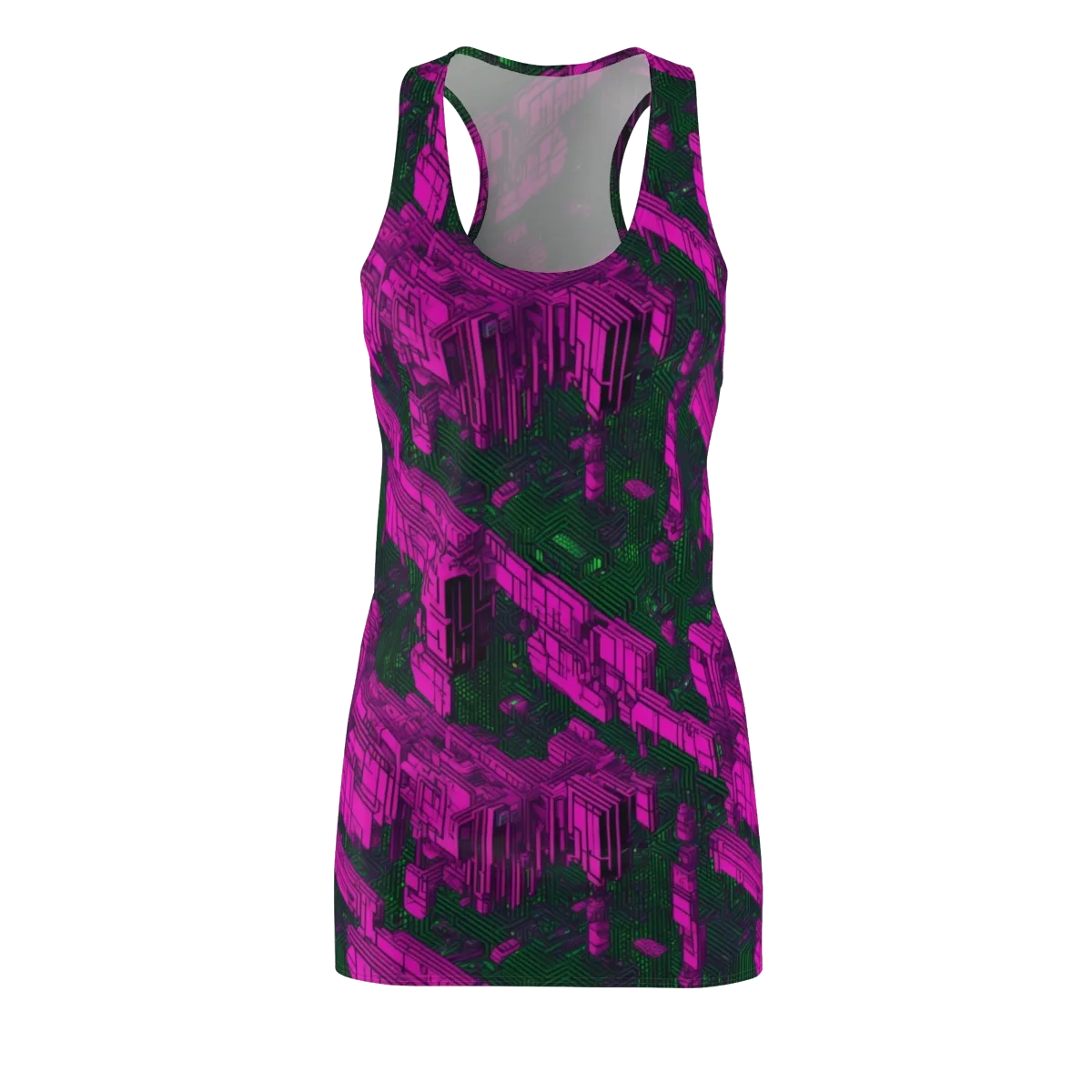 Magenta Gridfall on Racerback Dress — Front