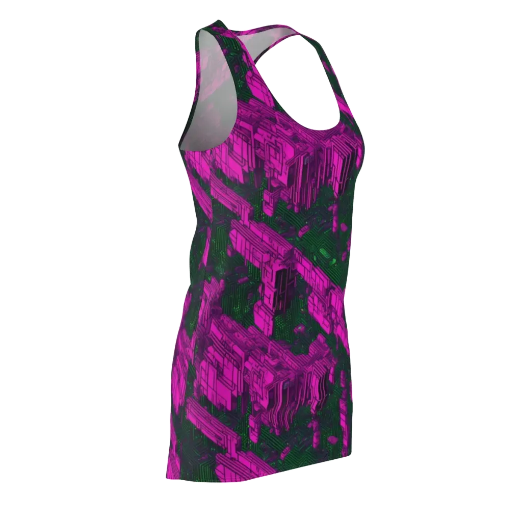 Magenta Gridfall on Racerback Dress — Front Side