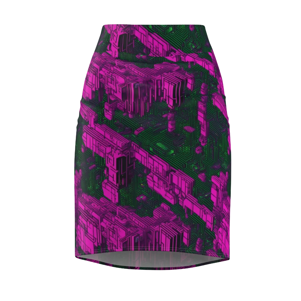 Magenta Gridfall on Pencil Skirt — Front