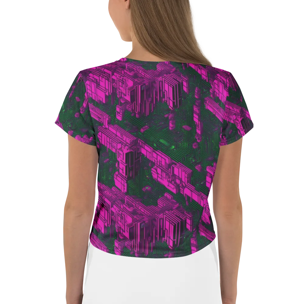 Magenta Gridfall on Crop Tee — Back