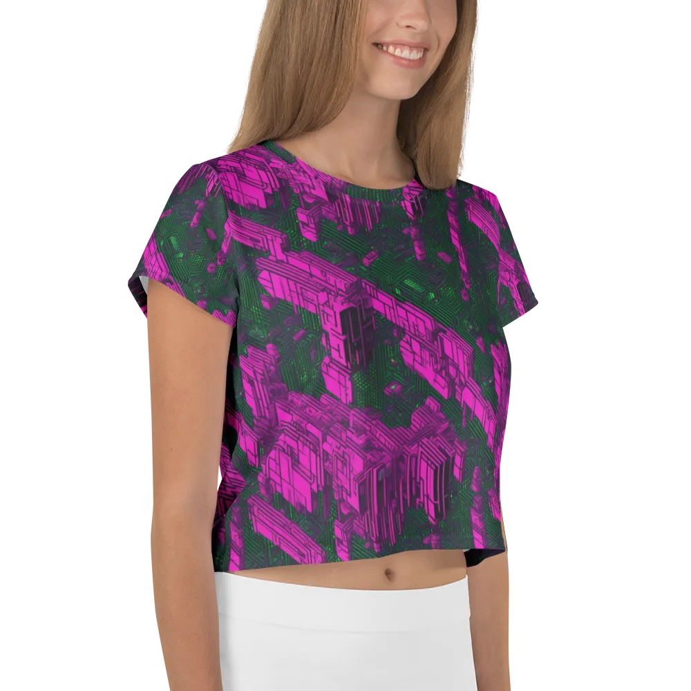 Magenta Gridfall on Crop Tee — Right