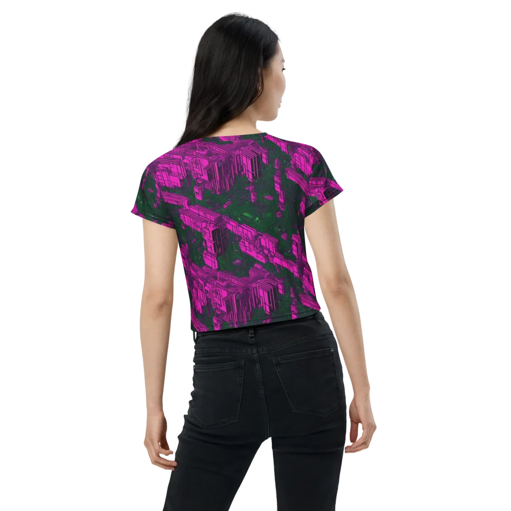 Magenta Gridfall on Crop Tee — Back