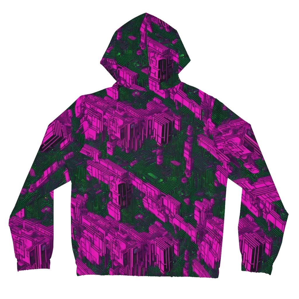 Magenta Gridfall on Women's Full-Zip Hoodie — Back