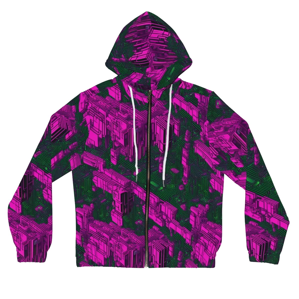 Magenta Gridfall on Women's Full-Zip Hoodie — Front