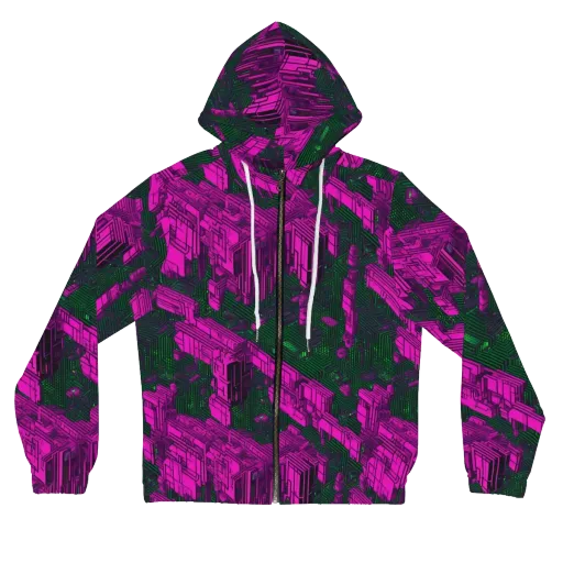 Magenta Gridfall on a Women's Full-Zip Hoodie