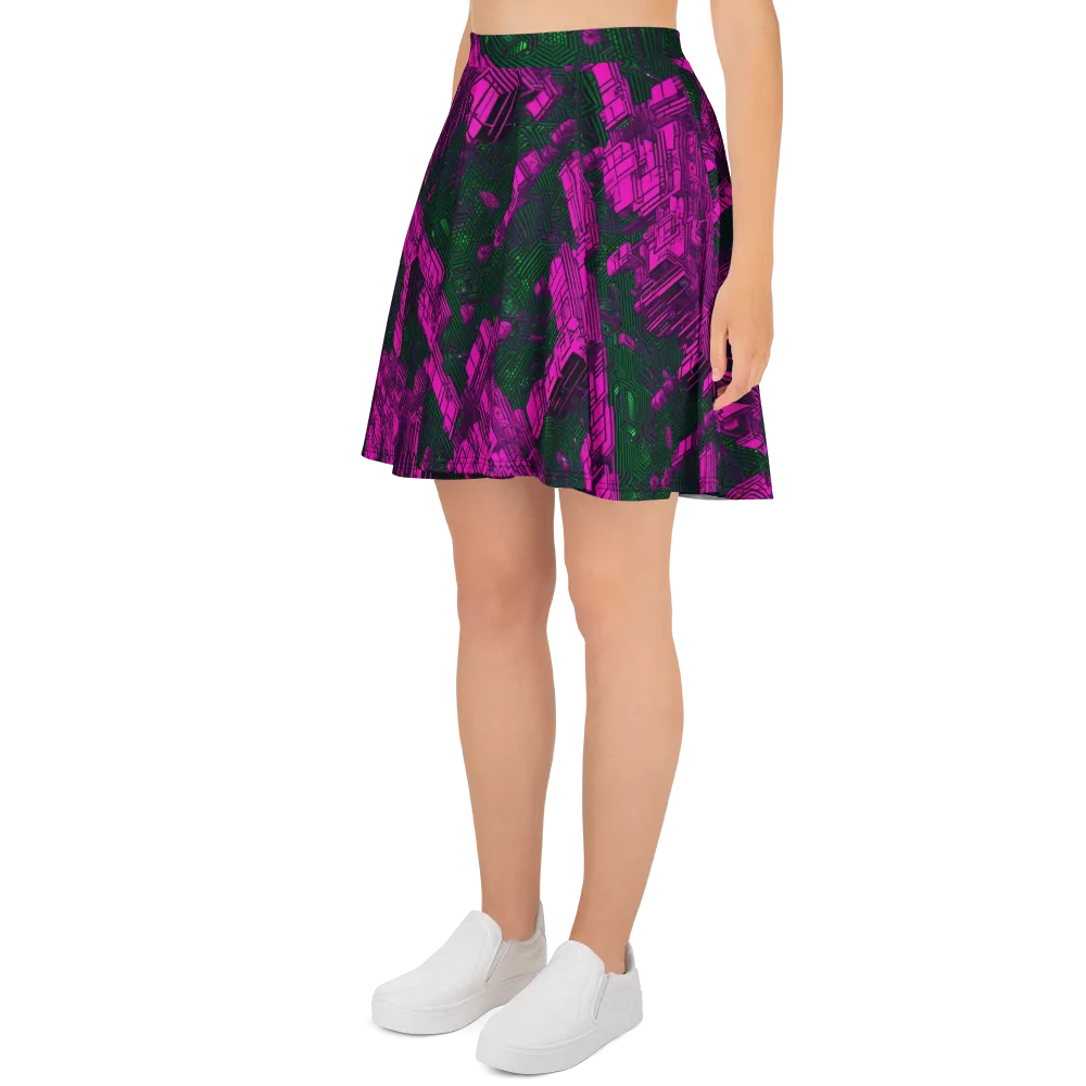 Magenta Gridfall on Skater Skirt — Left
