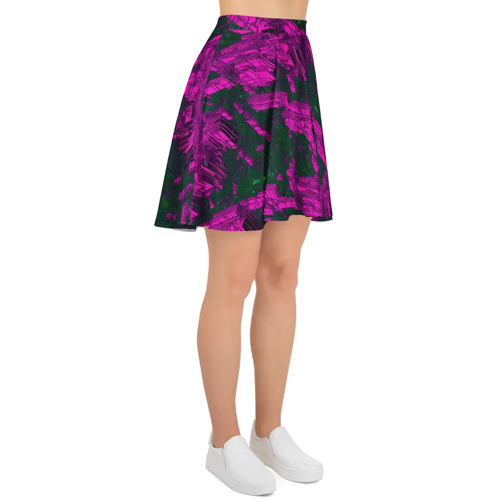 Magenta Gridfall on Skater Skirt — Right