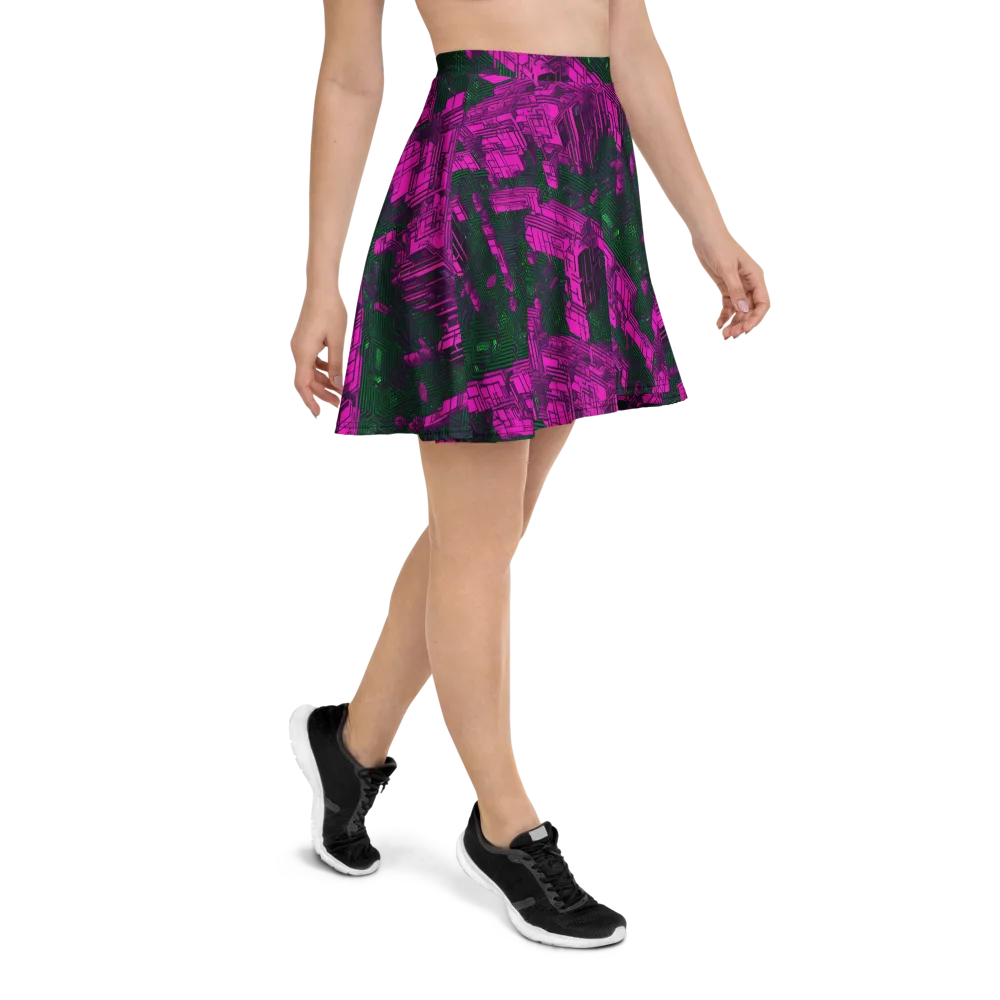 Magenta Gridfall on Skater Skirt — Right