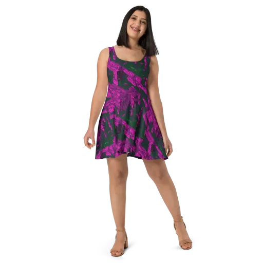 Magenta Gridfall on a Skater Dress