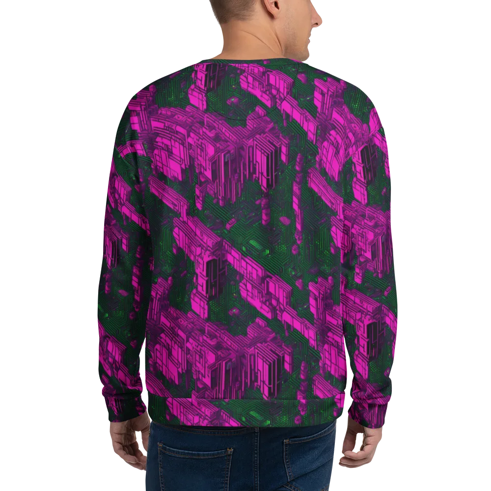Magenta Gridfall on Sweatshirt — Back