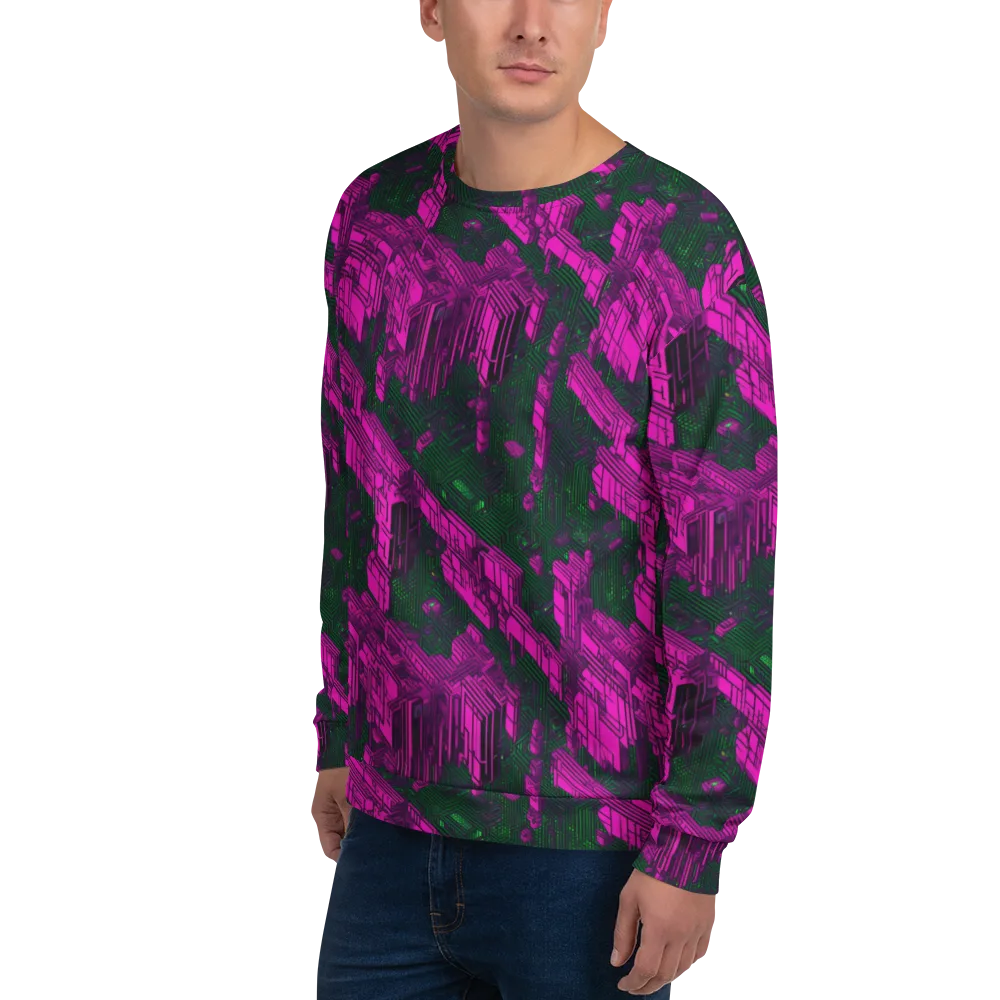 Magenta Gridfall on Sweatshirt — Left Front