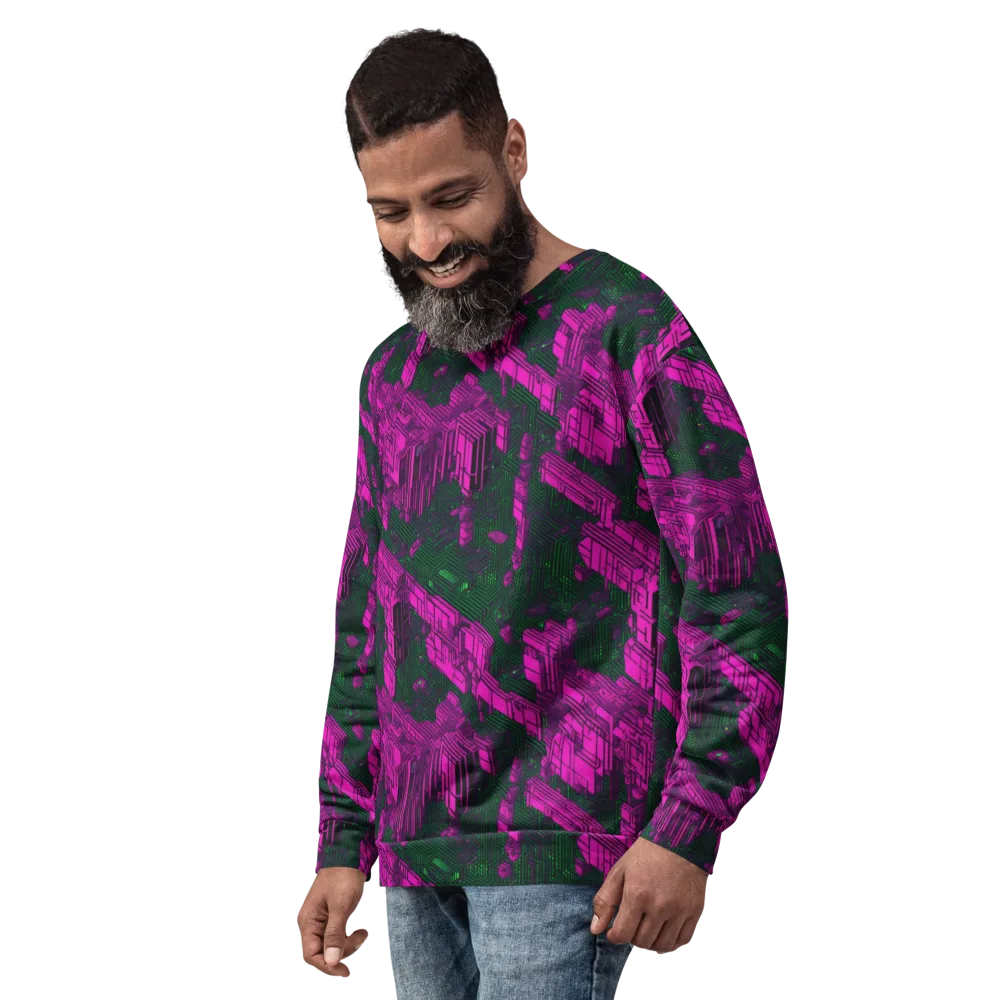 Magenta Gridfall on Sweatshirt — Left Front