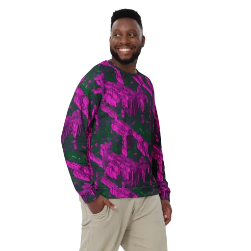 Magenta Gridfall on a Sweatshirt