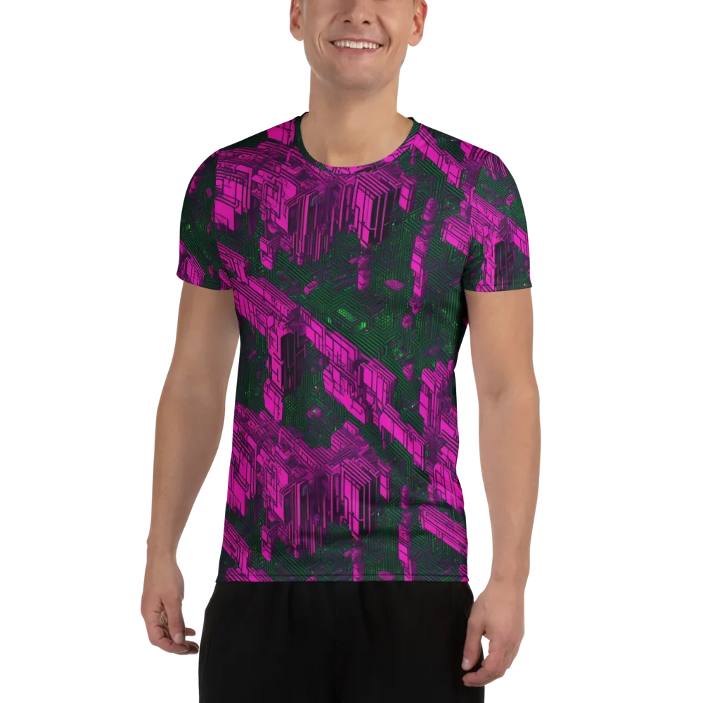 Magenta Gridfall on Men's Athletic T-Shirt — Front