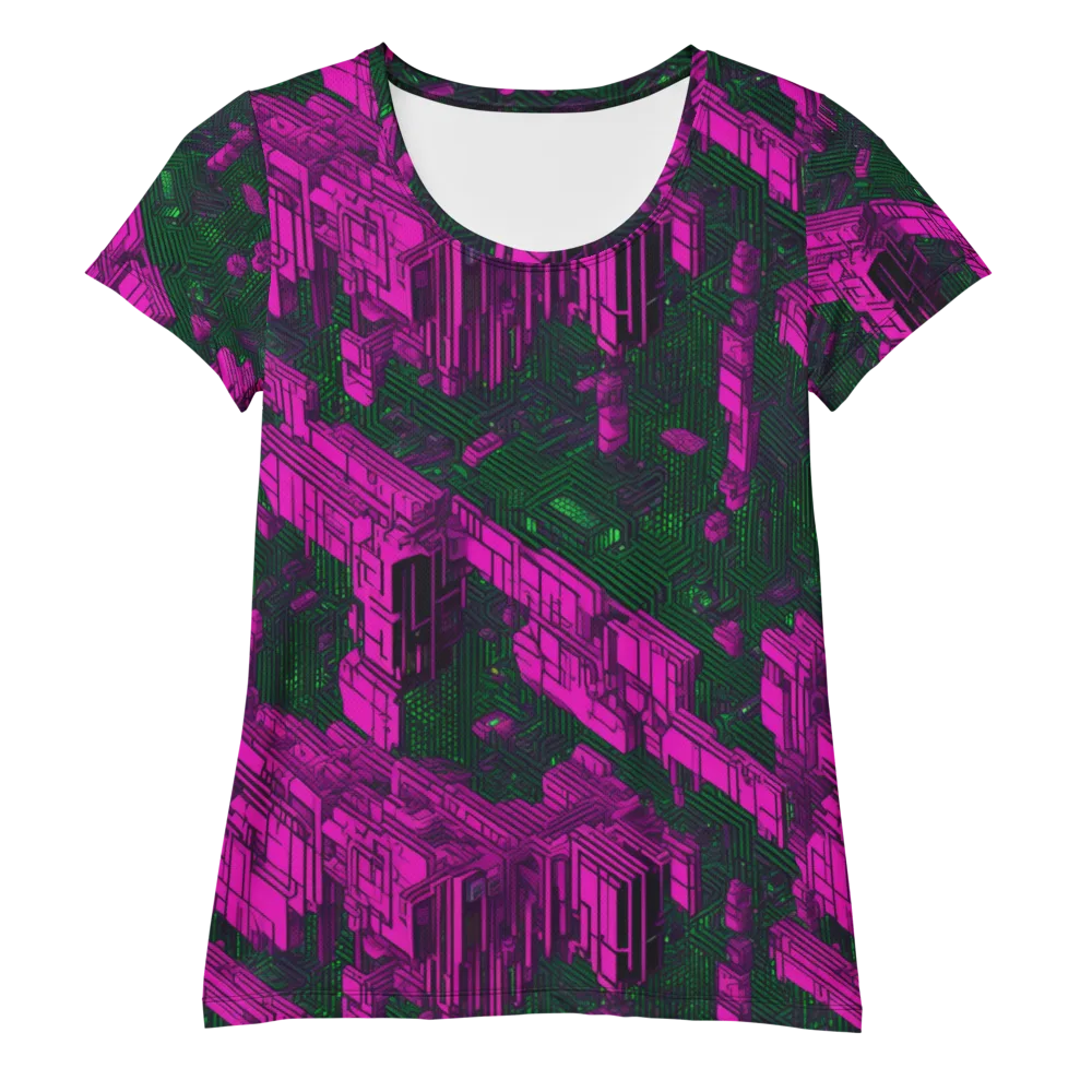 Magenta Gridfall on Women's Athletic T-Shirt — Front