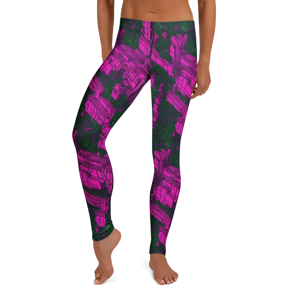 Magenta Gridfall on Leggings — Front