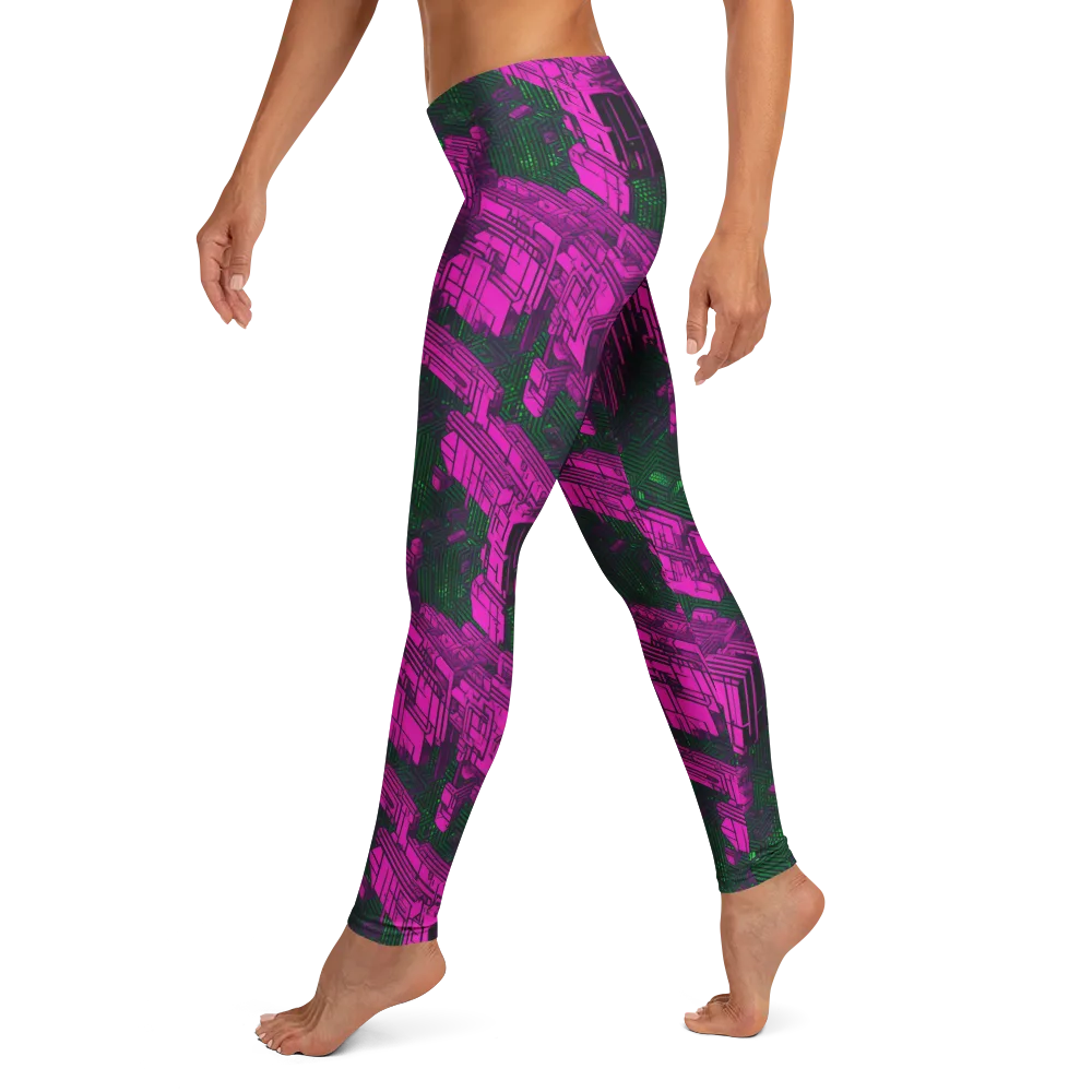 Magenta Gridfall on Leggings — Left