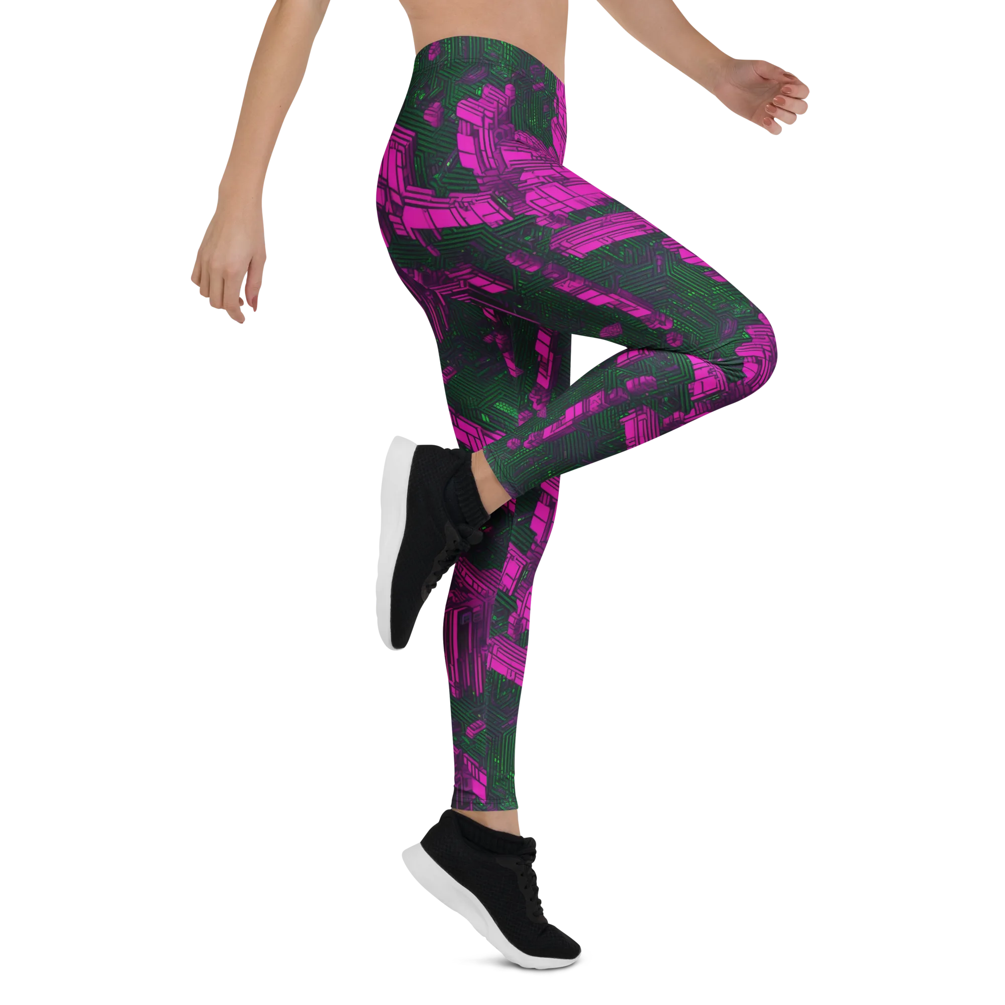 Magenta Gridfall on Leggings — Right