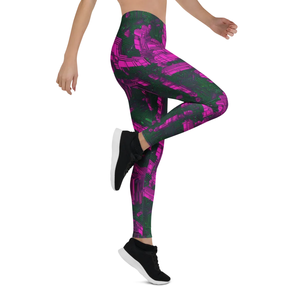 Magenta Gridfall on Leggings — Right