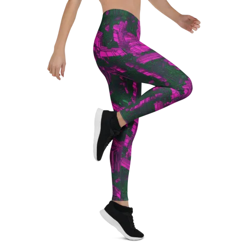Magenta Gridfall on a Leggings