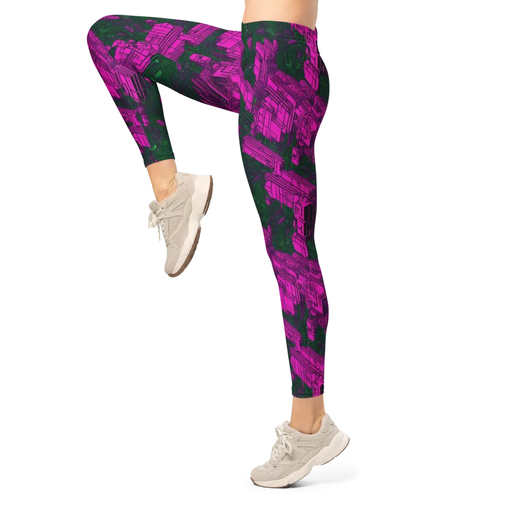Magenta Gridfall on Leggings — Left