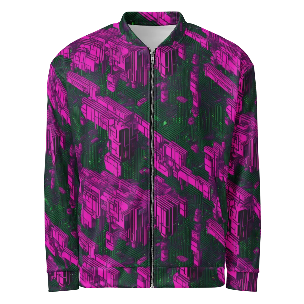 Magenta Gridfall on Bomber Jacket — Front