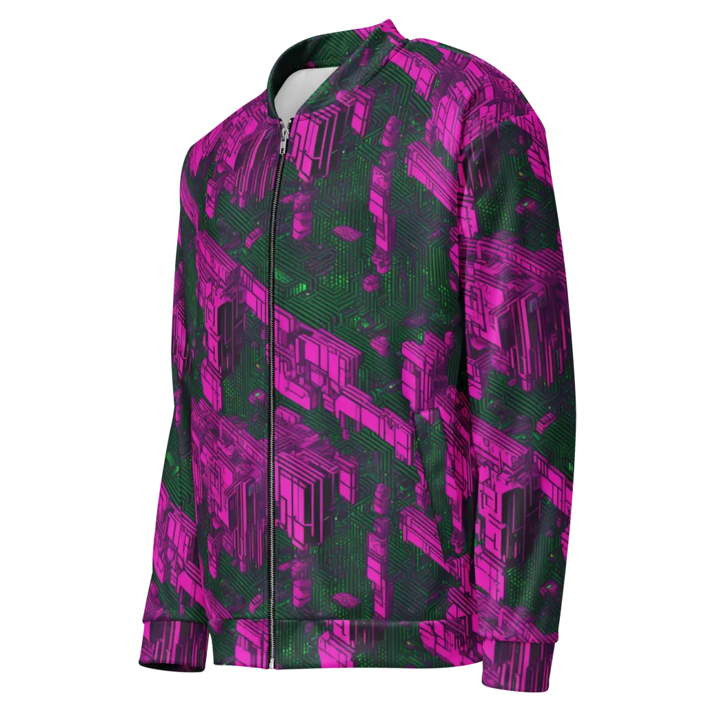 Magenta Gridfall on Bomber Jacket — Left Front