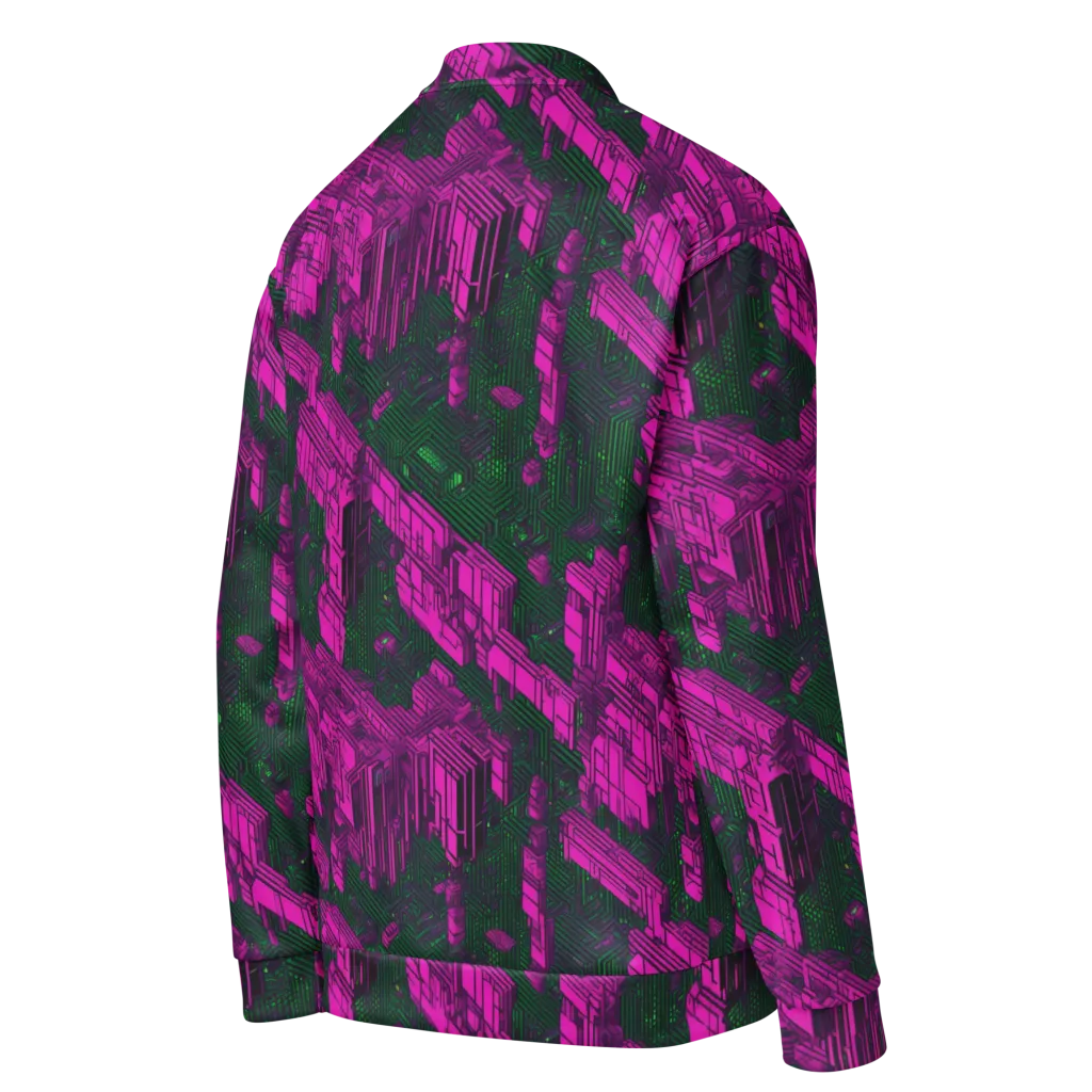 Magenta Gridfall on Bomber Jacket — Right Back