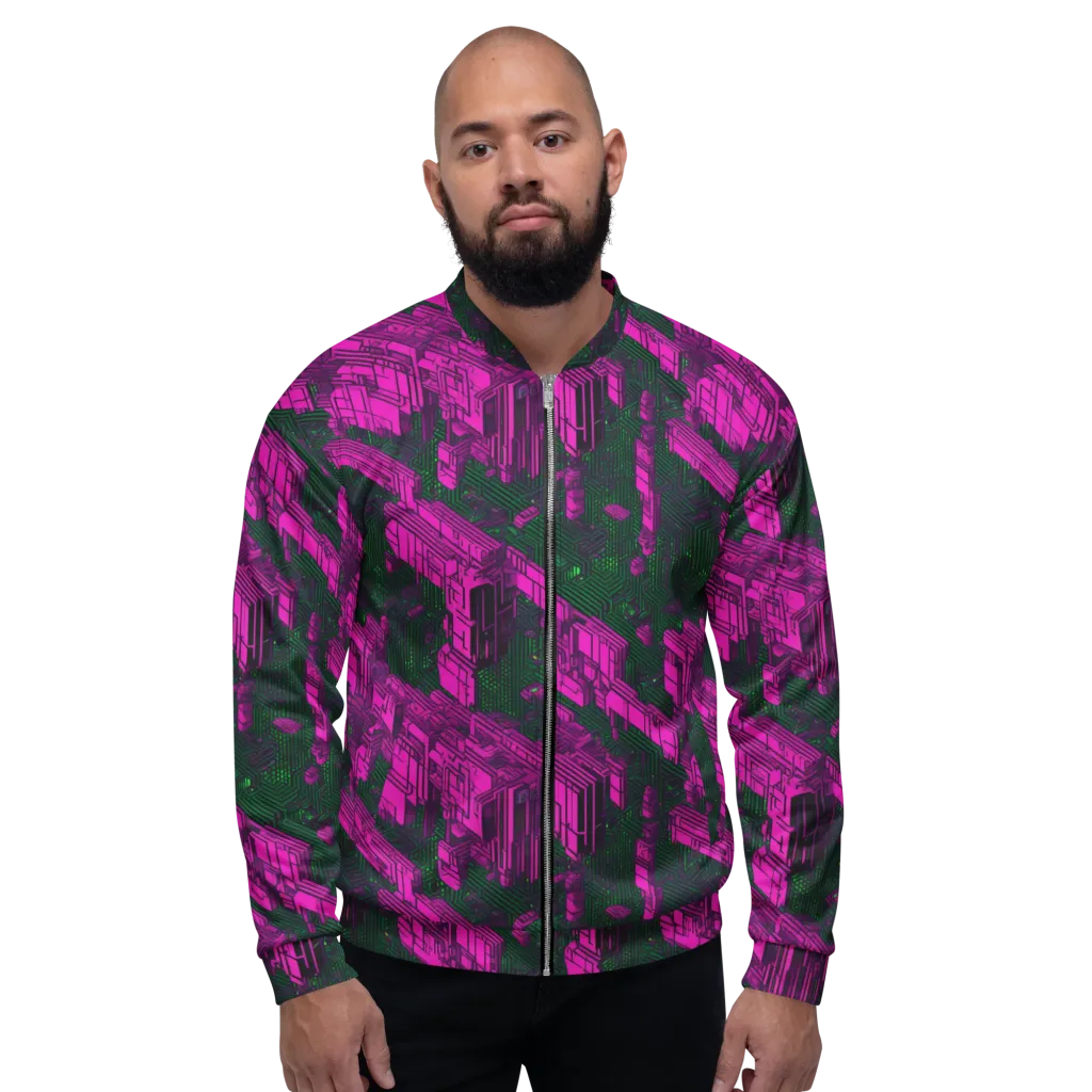 Magenta Gridfall on Bomber Jacket — Front
