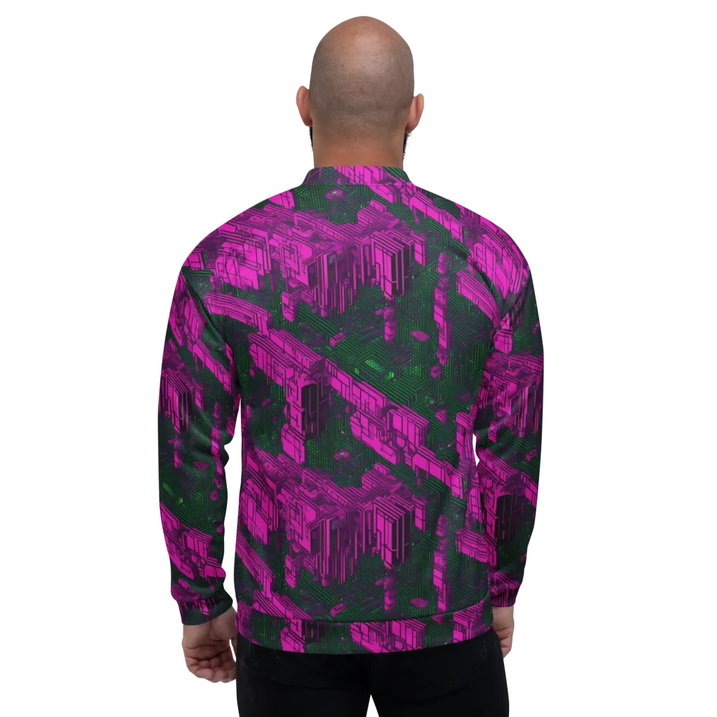 Magenta Gridfall on Bomber Jacket — Back