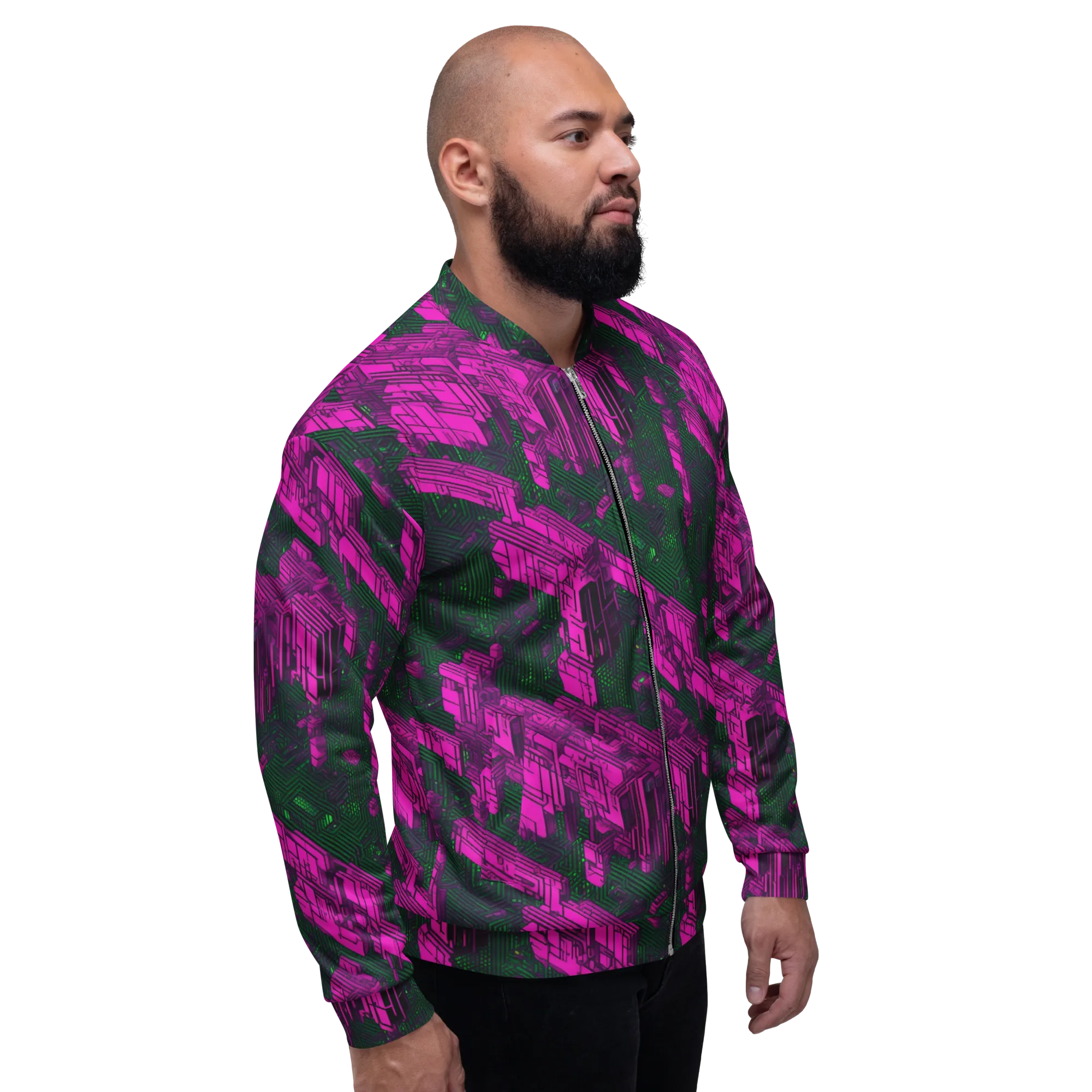 Magenta Gridfall on Bomber Jacket — Right