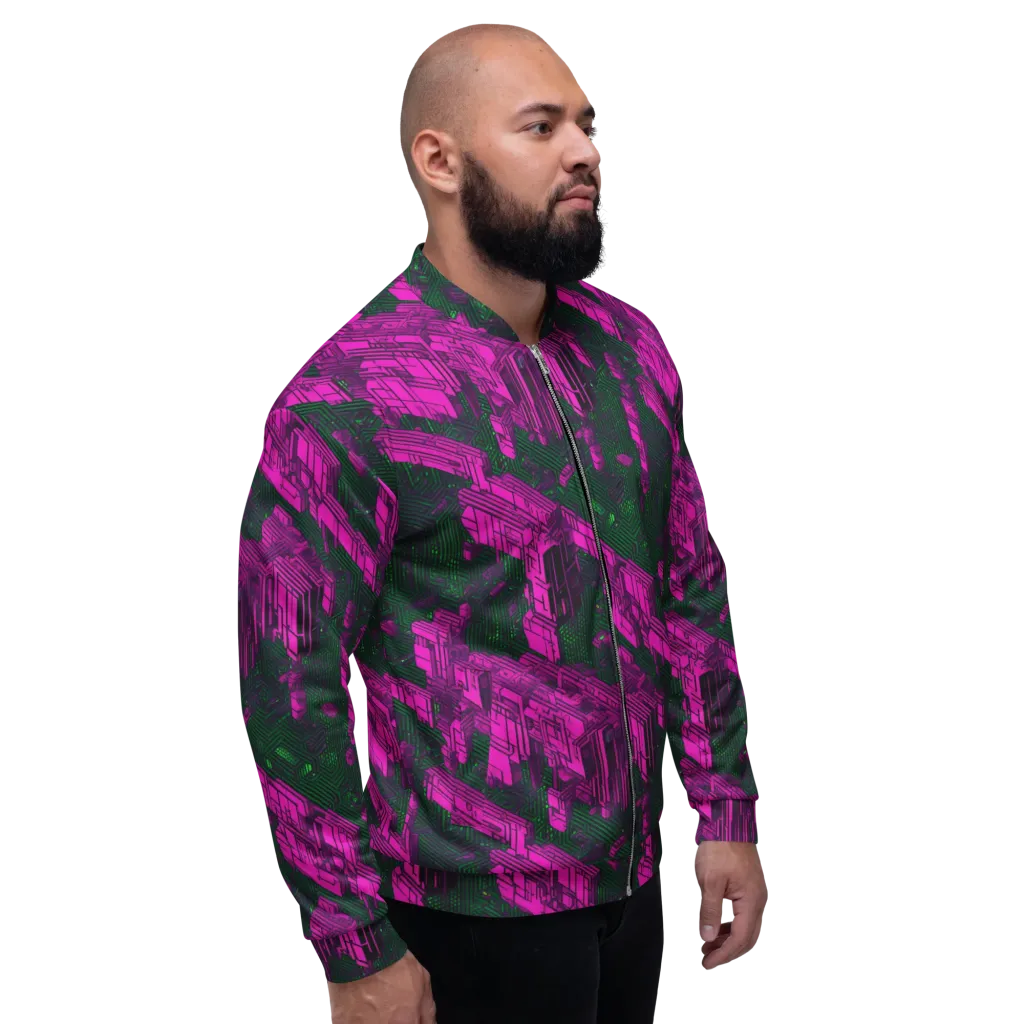 Magenta Gridfall on Bomber Jacket — Right