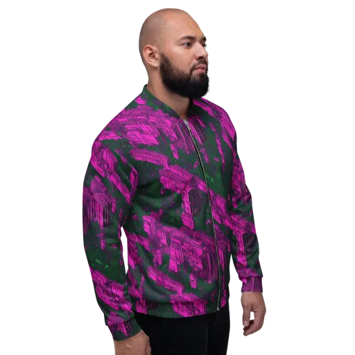 Magenta Gridfall on a Bomber Jacket