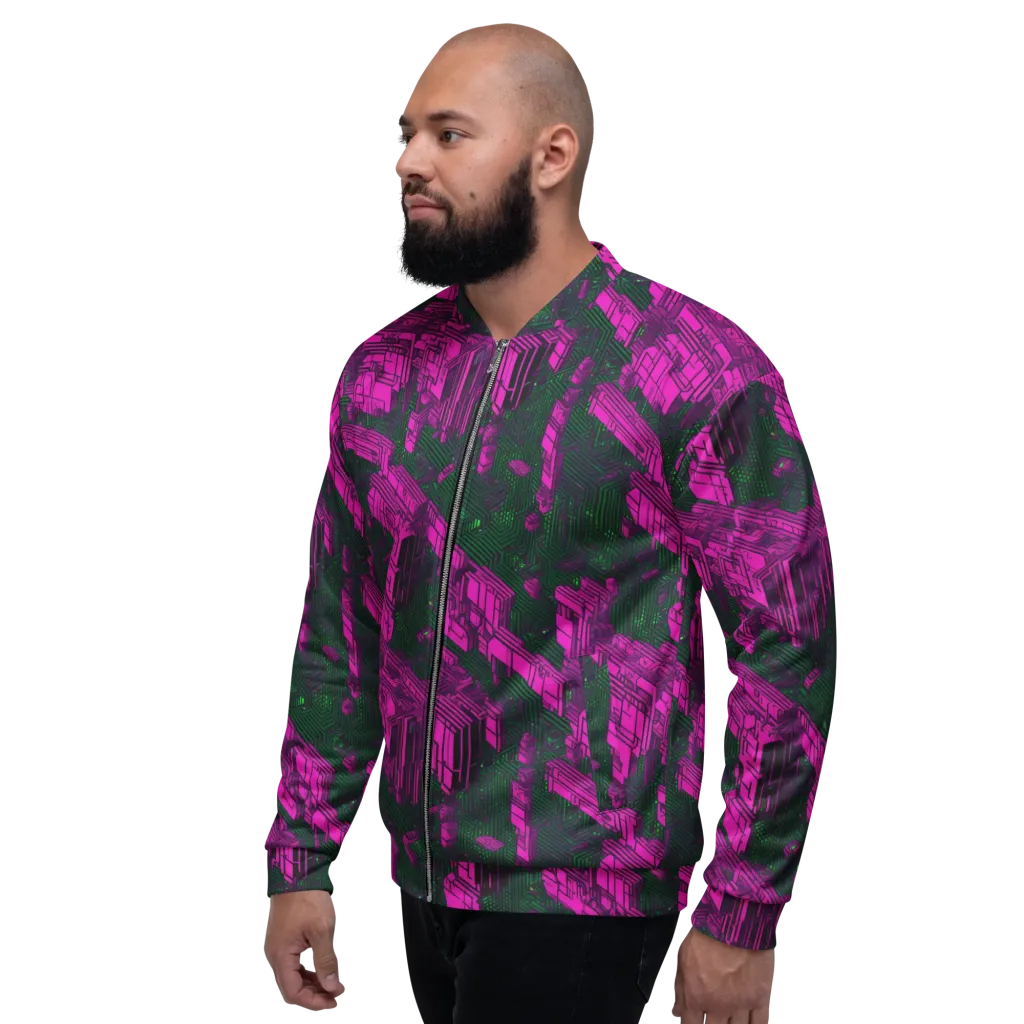 Magenta Gridfall on Bomber Jacket — Left