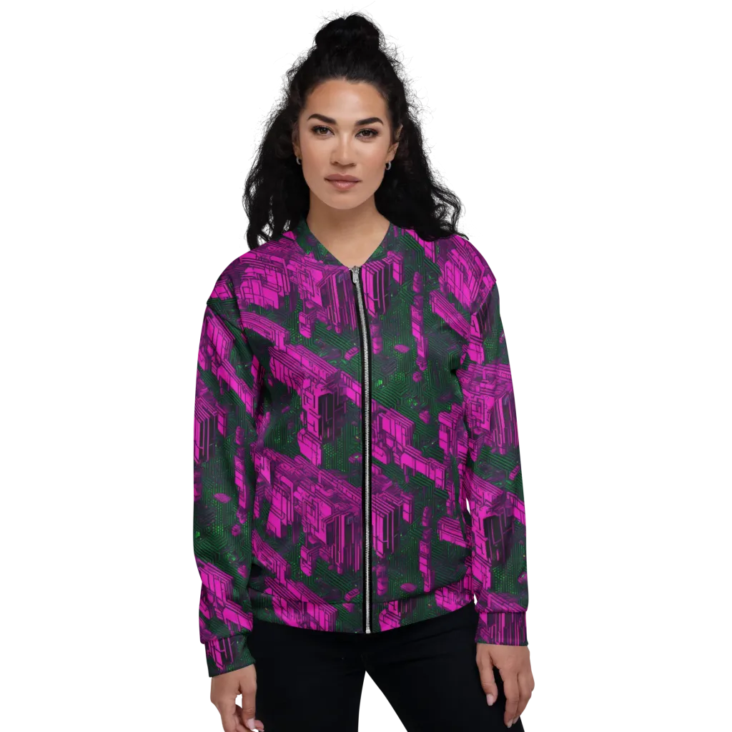 Magenta Gridfall on Bomber Jacket — Front