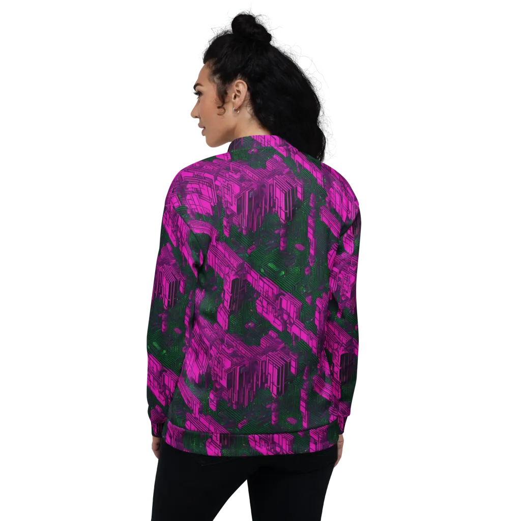 Magenta Gridfall on Bomber Jacket — Back