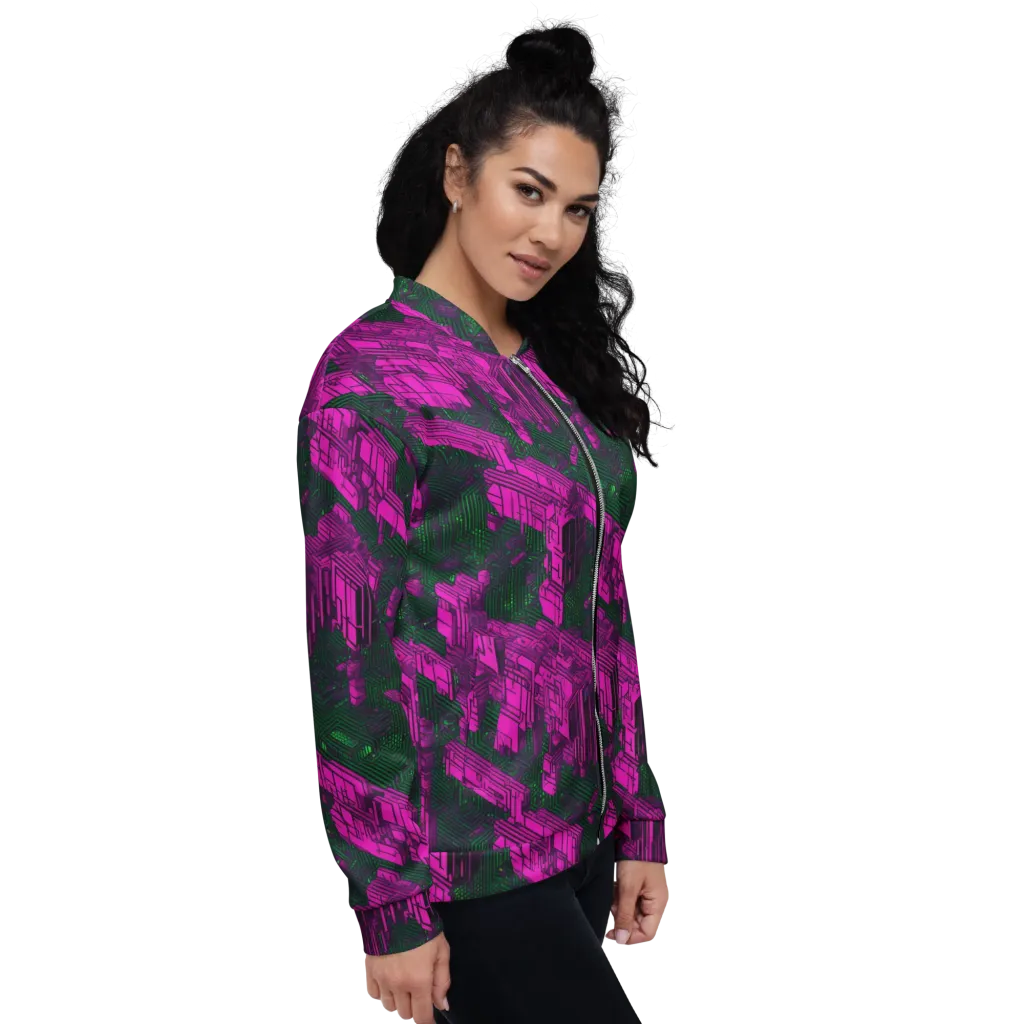 Magenta Gridfall on Bomber Jacket — Right